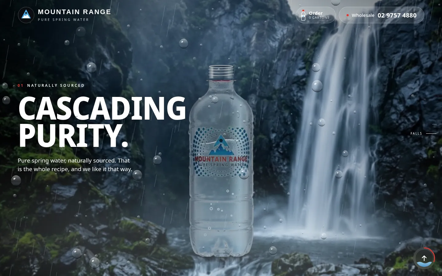 Mountain Range concept: bottle in front of a waterfall